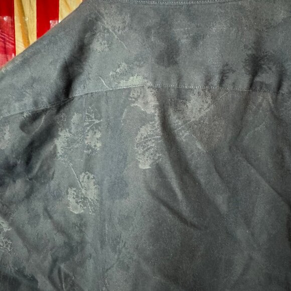 $398 JOHN VARVATOS Leaf Jacquard Black SHIRT (size L) - Picture 7 of 8